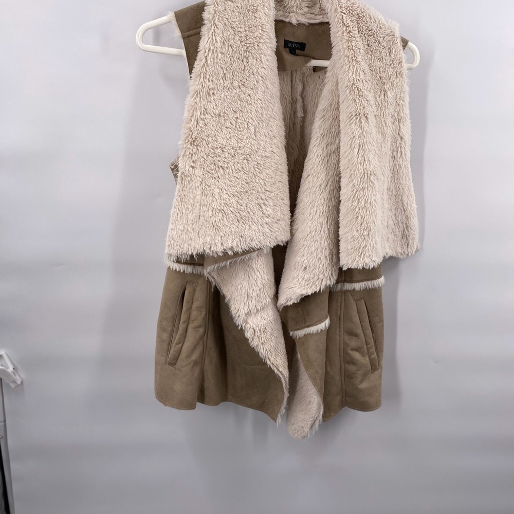 Quinn Faux Suede Waterfall Collar Vest S - Picture 3 of 13